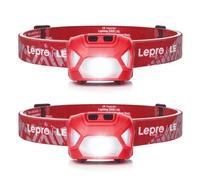 Lepro Head Torch, 2 Pack Red Led Headlamp With 6 Lighting Modes, Waterproof, Battery Powered Led Lightweight Headlight
