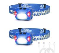 Lepro Head Torch Rechargeable, [2 Pack] 2000L Waterproof LED Headlamp with Red Warning Lights, 6 Lighting Modes, Long Runtime, Lightweight Headlight for Kids & Adults for Running Fishing Camping
