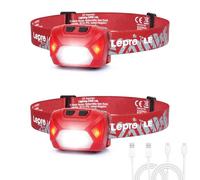 Lepro Head Torch Rechargeable, [2 Pack] 2000L Waterproof LED Headlamp with Red Warning Lights, 6 Lighting Modes, Long Runtime, Lightweight Headlight for Kids & Adults for Running Fishing Camping