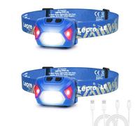 Lepro Head Torch Rechargeable, 2 Pack 2000L Waterproof LED Headlamp with Red Warning Lights, 30Hrs Runtime, 6 Lighting Modes, for Running Fishing Camping, Super Lightweight Headlight for Kids & Adults