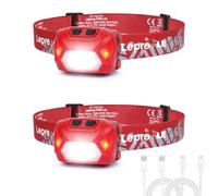 Lepro Head Torch Rechargeable, [2 Pack] 2000L Waterproof LED Headlamp with Red Warning Lights, 6 Lighting Modes, Long Runtime, Lightweight Headlight for Kids & Adults for Running Fishing Camping