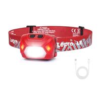 Lepro Head Torch Rechargeable, 2000L Waterproof LED Headlamp 30Hrs Runtime | Red Warning Lights, 6 Lighting Modes, for Running Fishing Camping, Super Lightweight Headlight for Kids & Adults