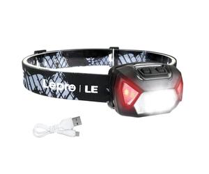 Lepro Head Torch Rechargeable, 2000L Waterproof LED Headlamp 30Hrs Runtime | Red Warning Lights, 6 Lighting Modes, for Running Fishing Camping, Super Lightweight Headlight for Kids & Adults