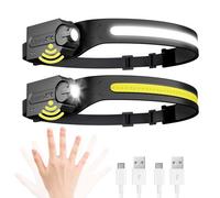 Lepro Led Head Torch Rechargeable, 2 Pack Super Bright Headlamp Flashlight 230°Wide Beam with Adjustable Spotlight, Motion Sensor, Waterproof Lightweight Headlight for Camping, Cycling, Running, Night