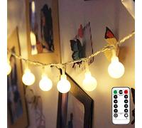 Lepro LE Fairy Lights Battery Powered, 5m Warm White Camping String Lights | Remote Control, Timer, 8 Modes, 50 LEDs Globe Fairy Lights for Camping Tents, Bedroom, Christmas Tree Decorations, Dorm Rooms