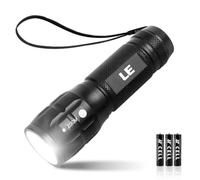 Lepro LE LED Torch Battery Powered, Camping Flashlight, Adjustable Focus | LE1000 Bright Hand Flashlight, Water Resistant, Lightweight Small Torch for Power Cut, Dog Walking, Gift for Kids Men Dad Him