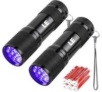 Lighting EVER Lepro LE UV Torch, 9 LED 395nm Ultraviolet Flashlight, Blacklight Detector for Pet Urine, Stain, Bed Bugs and More, 6 AAA Batteries Included