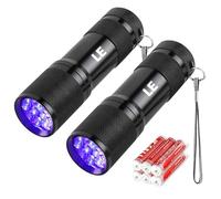 Lepro LE UV Torch, 9 LED 395nm Ultraviolet Flashlight, Blacklight Detector for Pet Urine, Stain, Bed Bugs and More, 6 AAA Batteries Included