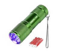 Lepro LE UV Torch, 9 LED 395nm Ultraviolet Flashlight, Green | Blacklight Detector for Pet Urine, Stain, Bed Bugs and More, 3 AAA Batteries Included