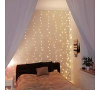 Lepro LED Curtain Lights with Remote and Hooks, 3m x 3m Bedroom Fairy Lights Mains, Warm White Waterproof Copper Wire St