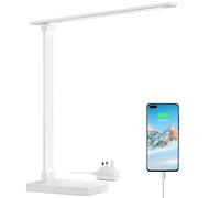 Lepro Led Desk Lamp White, 3 Colour Modes X 5 Brightness Levels, 655Lm, Dimmable, Usb Charging Port, Power Adaptor Included