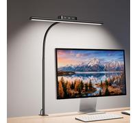 Lepro LED Desk Lamp with Clamp, Eye-Caring Desk Light, 700lm, 5 Brightness Levels & 5 Colour Modes, Flexible Office Lamp for Monitor, Reading, Crafts, Nails, School, Adapter Included, Black