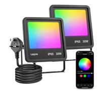 Lepro LED Flood Light Outdoor 30W, 2Pack Colour Changing Floodlight