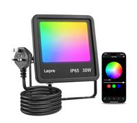 Lepro Led Flood Light Outdoor 30w, Colour Changing Floodlight App Control, 16M Colors DIY, LightGPM AI Mode, Music Sync, Voice Control with Alexa&Google, Timer, IP65 Waterproof for Outdoor Decoration