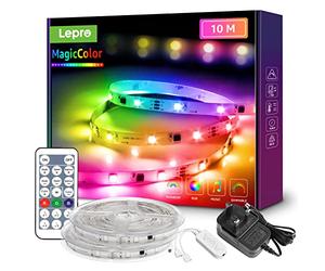 Lepro LED Strip Light 10M RGBIC, Multi Colour Rainbow Light, MagicColor Chasing Light, Music Sync LED Lights for Bedroom Kitchen Games Room Party and More (2 x 5M, 300 LEDs)