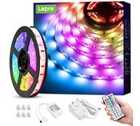 Lepro LED Strip Light 5M, Dimmable RGB LED Strips with Remote, Colour Changing Room Lights, Plug in LED Lights for Bedroom, Living Room, TV, Kitchen, Kids Room (5M, 150 Bright 5050 LEDs)