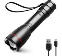 Lepro Led Torch Rechargeable, 15000 Lux Super Bright Adjustable Focus Flashlight, Long Battery Life, 5 Modes, Ipx4 Waterproof