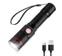 Lepro LED Torch Rechargeable, Super Bright Adjustable Focus Flashlight, 5 Modes, IPX4 Waterproof, Long Battery Life Small Pocket Torch for for Camping, Hiking, Power Cuts, Dog Walking