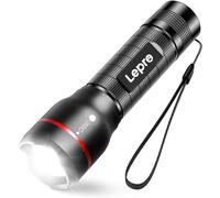 Lepro LED Torch - Super Bright, 5 Modes, Zoomable & Water Resistant - Small, 18650/AAA Battery Powered (Not Included) Flashlight for Camping, Power Cuts, Dog Walking, Cycling & Gift