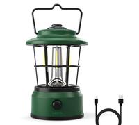 Lepro Rechargeable Camping Lantern, 300LM Retro Camping Tent Light with Knob Control, Dimmable Warm & Cool White, Type-C Charging, 3600mAh Portable Hanging Lamp for Power Cuts, Garden, Fishing, Green