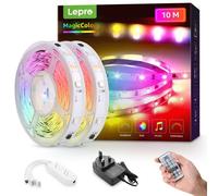 Lepro Rgb+Ic Led Strip Light 10M (5Mx2) Kit, Rainbow Chasing Effect, Remote Control, Music Sync, Dimmable, Dynamic Led Lights