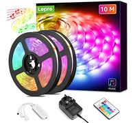 Lepro RGB LED Strip Light 10M (5Mx2), Music Sync, Colour Changing, Dimmable