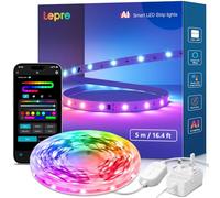 Lepro S1 AI Smart LED Strip Light 5M RGB+IC, Music Sync, App/Voice Control | Works with Alexa & Google Home, Segmented DIY, Rainbow Chasing, Multicoloured LED Lights for Bedroom, Gaming Room, Home Decor