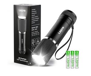 Lepro Small Torch Battery Powerd, Bright LED Flashlight with Aluminum Body, IPX4 Waterproof Perfect for Camping, Home Emergency, Dog Walking, Daily Carry, Outdoor Hiking (Batteries Included)