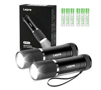 Lepro Small Torches Battery Powered, 2 Pack EDC Torch with Aluminum Body, IPX4 Waterproof Perfect for Camping, Emergency, Dog Walking, Daily Carry and Outdoor Hiking (Batteries Included)