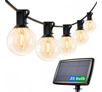 Lepro Solar Festoon Lights Outdoor, 25ft 25+1 G40 LED Bulb String Lights, 4 Modes, USB Rechargeable, Waterproof Outdoor String Lights Solar Powered, Suit for Garden, Patio, Pergola, Gazebo, Camping