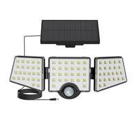 Lepro Solar Security Lights Outdoor Motion Sensor, 1200LM Solar Flood Lights with Separate Solar Panel, IP65 Waterproof, Adjustable 3Heads, Pir Wall Lights for Yard Garage Pathway