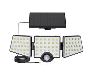 Lepro Solar Security Lights Outdoor Motion Sensor, 1200LM Solar Flood Lights with Separate Solar Panel, IP65 Waterproof, Adjustable 3Heads, Pir Wall Lights for Yard Garage Pathway