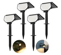 Lepro Solar Spot Lights Outdoor Garden, 43 Led, Waterproof, 2 Lighting Modes, Dusk-To-Dawn Cool White Solar Spotlights For Lawn
