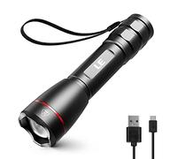 Lepro LED Torch Rechargeable, 15000 Lux Super Bright Adjustable Focus Flashlight, Long Battery Life, 5 Lighting Modes, IPX4 Waterproof, Powerful Torch for Camping, Power Cuts, Hiking, Outdoor, Gift