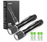 Lepro Torches Battery Powered 2 Pack, Small Bright LED Flashlight with Clip, 3 Modes, IPX4 Waterproof, Aluminum Body for Camping, Emergency, Dog Walking and Power Cut, Batteries Included