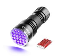 Lepro UV Light, 21 LED 395nm UV Torch, Black Light Detector for Pets Urine, Stain, Bed Bugs on Carpet or Floor, Fake Banknote and More, 3 AA
