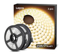 Lepro Warm White LED Strip Lights 10M (2x5M), 2x2300lm, 3000K Flexible Lightstrip for Kitchen, Cabinet, Mirror, Door and More (12V Power Supply Required)