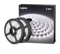 Lepro White LED Strip Light 5M (No Plug, Striplight Only), 300 LEDs, 2300lm, 6000K, Stick on LED Lights for Kitchen Cabinet Cupboard, Mirror and DIY (DC 12V Power Supply Required), 2 Packs