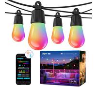 Lepro Zb1 Ai Smart Outdoor String Lights 15M, Ip65 Festoon Lights Warm White&rgb Works With Alexa, Bluetooth&2.4G Wifi, No Remote