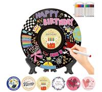 Leptetek Vinyl Record Happy Birthday Guest Book Supports DIY,Farewell Guest Book Wedding, Unique Decoration or Gift for Vinyl Record Lovers.