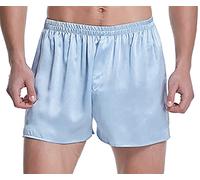 LEPTON 100% 19mm Mulberry Silk Men Boxer Shorts, Light Blue, XL