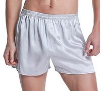 LEPTON 100% Mulberry Silk Men Boxer Shorts, Grey, XXL