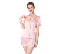 LEPTON 100% Mulberry Silk Pajama Set (Pink, L)