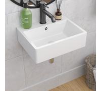 Lepuday Wall Mount Bathroom Sink 21x16 Inch Rectangle Bathroom Sink | Floating Vessel Sink Rectangle Bathroom Sink Above Counter White Ceramic Basin White Rectangle Porcelain Vessel Sink