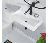 Lepuday Wall Mounted Bathroom Sink Rectangle Vessel Sink 21" x 12" | Modern Bathroom Compliant Ceramic Bathroom Sinks Porcelain Wall Hung Sink Wash Hand Basin Vanity Sink for Lavatory Room