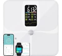 Lepulse Smart Scales for Body Weight Body Fat Scales with Large Display and Trend, Rechargeable Body Fat, Muscle Mass & BMI, High Accurate 22 Body Composition Scales Bluetooth with App, White
