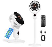 Lepwings Pedestal Fan with Remote, 8 Inch Rechargeable Floor Fan 10400mAh, 30dB Quiet Standing Fan with LED Night Light, 5 Speeds, 90° Oscillating, Adjustable Height for Bedroom Office Camping 1 Pack