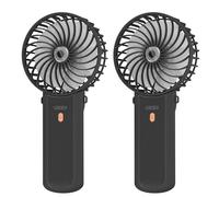 Lepwings Portable Fan Handheld 2 Pack - Mini Rechargeable Neck Hanging Fan with 16-Hour Cooling, 4-Speeds Foldable Pocket Fan for Summer Outdoor Travel Home Office - Black
