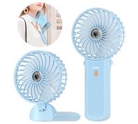 Lepwings Portable Mini Handheld Fan - Rechargeable Neck Hanging Fans with 16-Hour Cooling, Personal Handy Fan 4-Speeds Foldable Pocket Fan for Summer Outdoor Travel Home Office - Blue