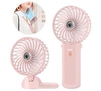 Lepwings Portable Mini Handheld Fan - Rechargeable Neck Hanging Fans with 16-Hour Cooling, Personal Handy Fan 4-Speeds Foldable Pocket Fan for Summer Outdoor Travel Home Office - Pink